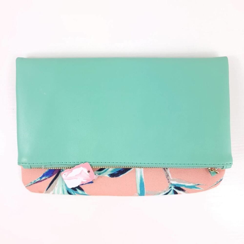 Rachel Pally Green Reversible Clutch - Palm Leaf